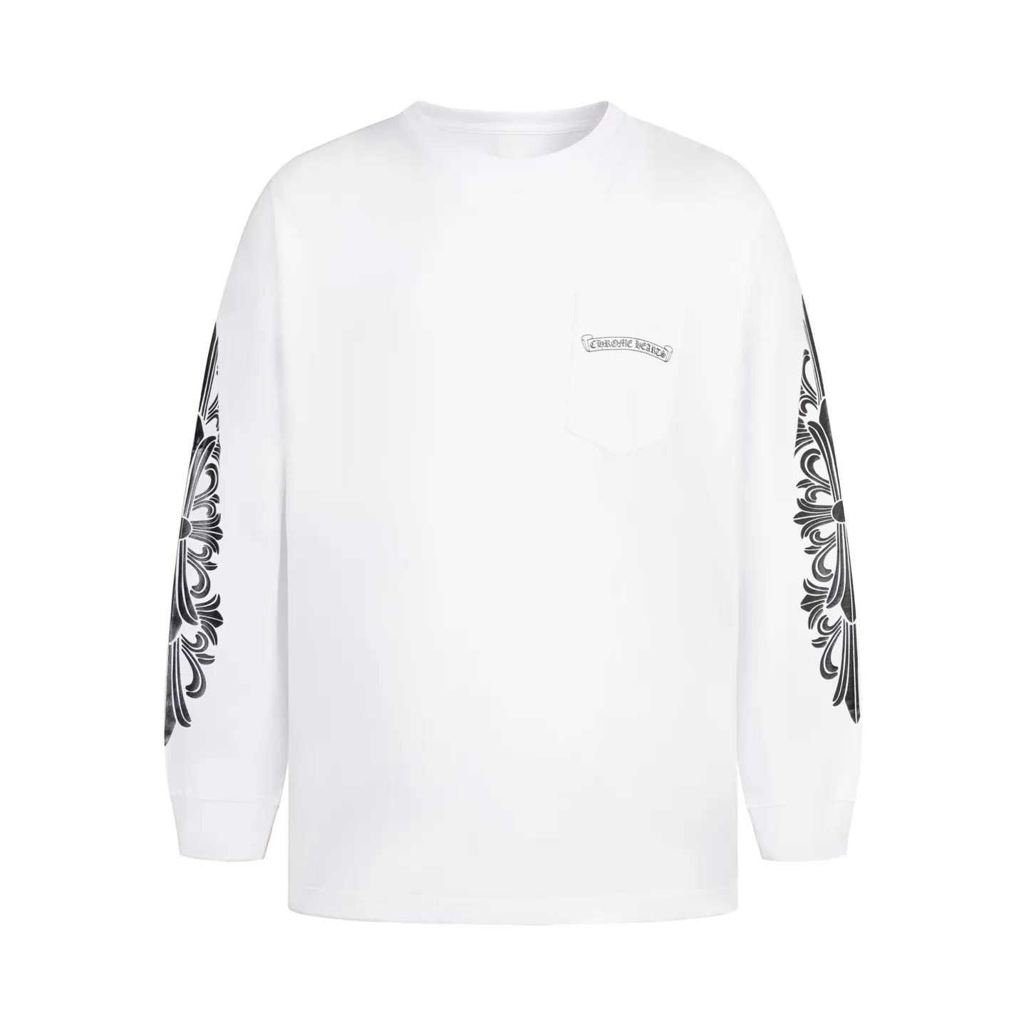 🅿️340 [Exclusive supply] CH Crow Heart Graffiti Limited Long Sleeve (White) The fabric is made of 26-woven 220g cotton, and the printing is printed with ink. The most important thing is that the leather is sewn by hand (handwork involves high costs). A lot of effort has been put into the fabric, hardware and craftsmanship. The top quality and industry benchmark in the market are only owned by a few people. The overall wiring is straight and delicate, the fabric is comfortable and soft, and the color is consistent without color difference. It can be matched with the same style to create a fashionable look and control various occasions. Customized accessories, complete with three standards, same style for men and women! Size:S/M/L